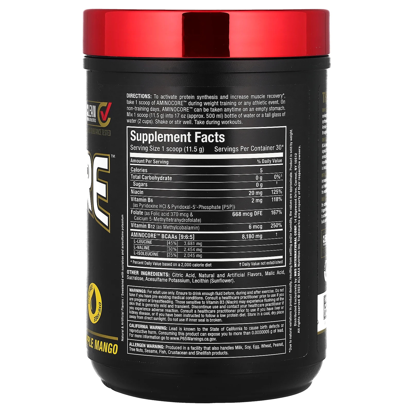 2 X ALLMAX, AMINOCORE� BCAA, Pineapple Mango, 0.76 lbs (345 g)