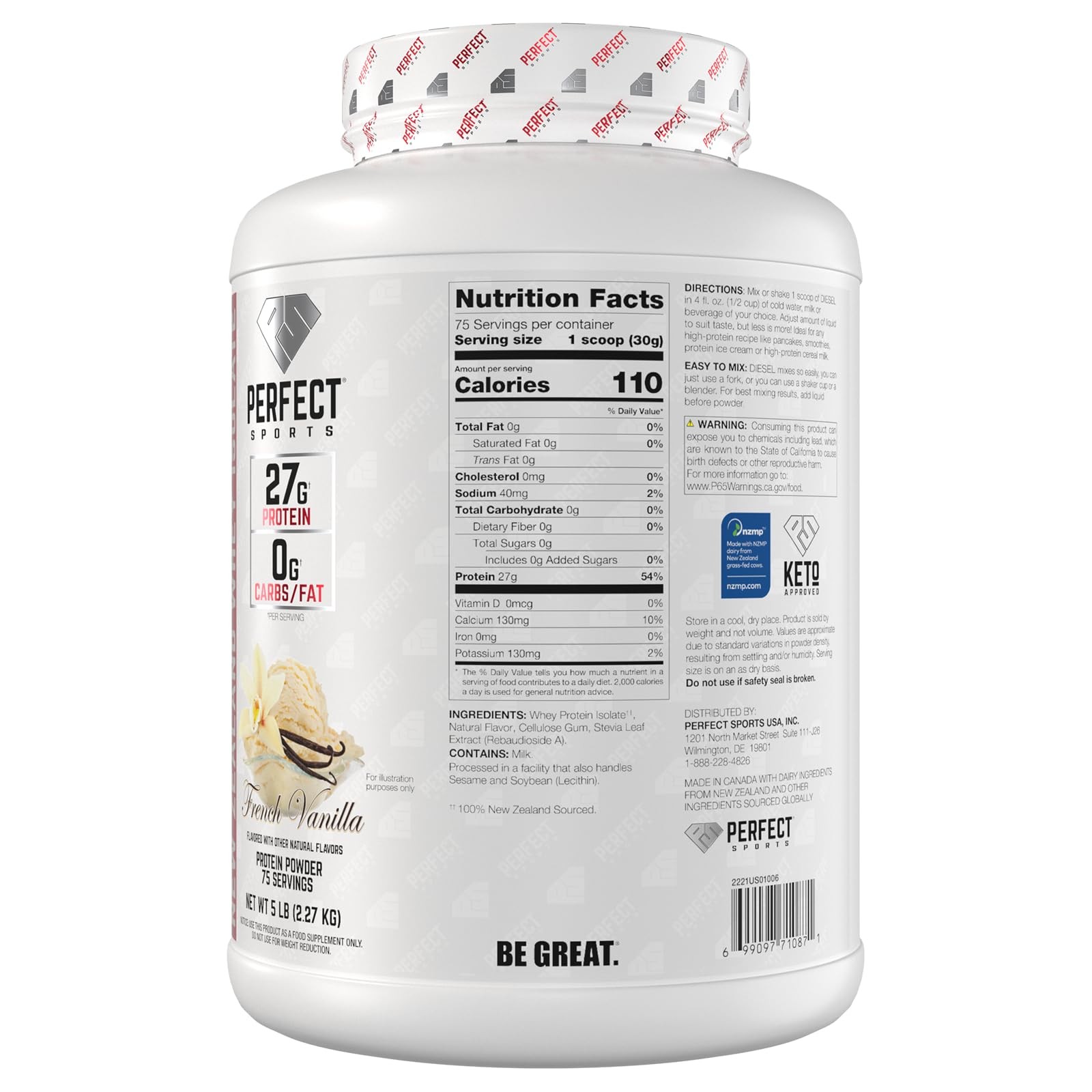 PERFECT SPORTS Diesel 100% New Zealand Whey Protein Isolate | Stevia Sweetene…