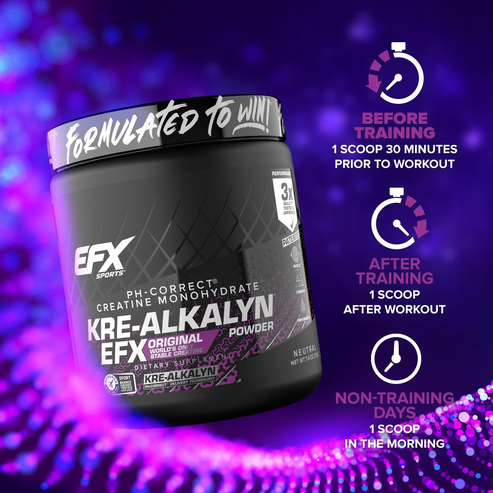 EFX Sports Kre-Alkalyn EFX Powder | pH Correct Creatine Monohydrate Powder Su…