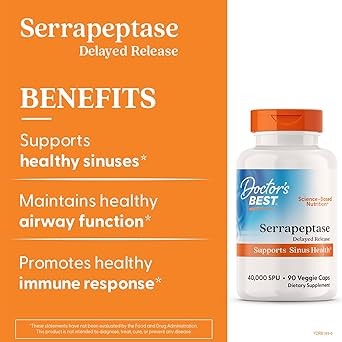 All Natural Sinuses Relief Serrapeptase 40,000 SPU (90 Caps)