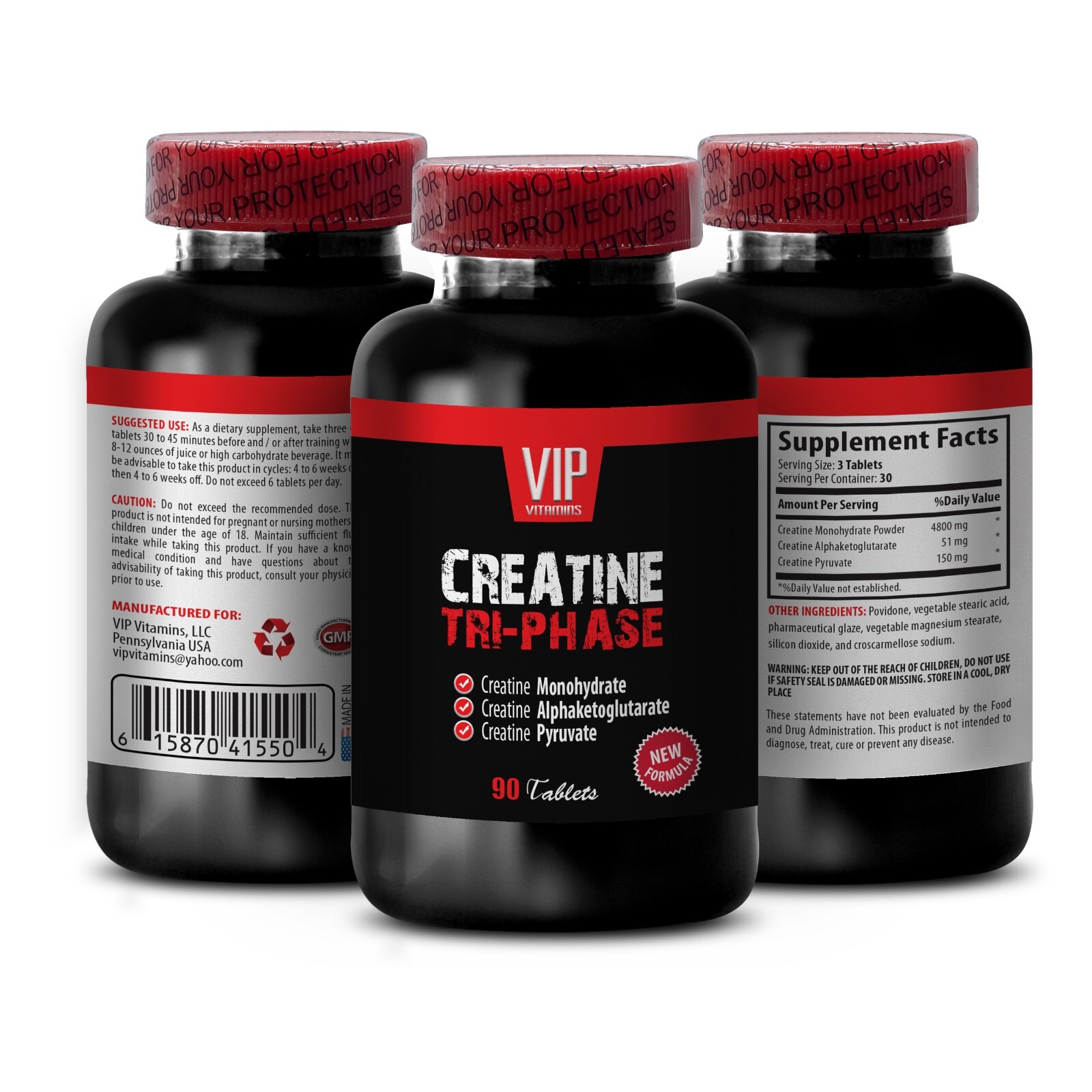 muscle growth tablets – Creatine Tri-Phase – Pyruvate dietary supplement 1B