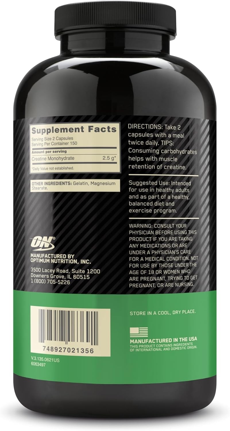 Optimum Nutrition 100% Pure Micronized Creatine Monohydrate 300 Capsules BB12/26