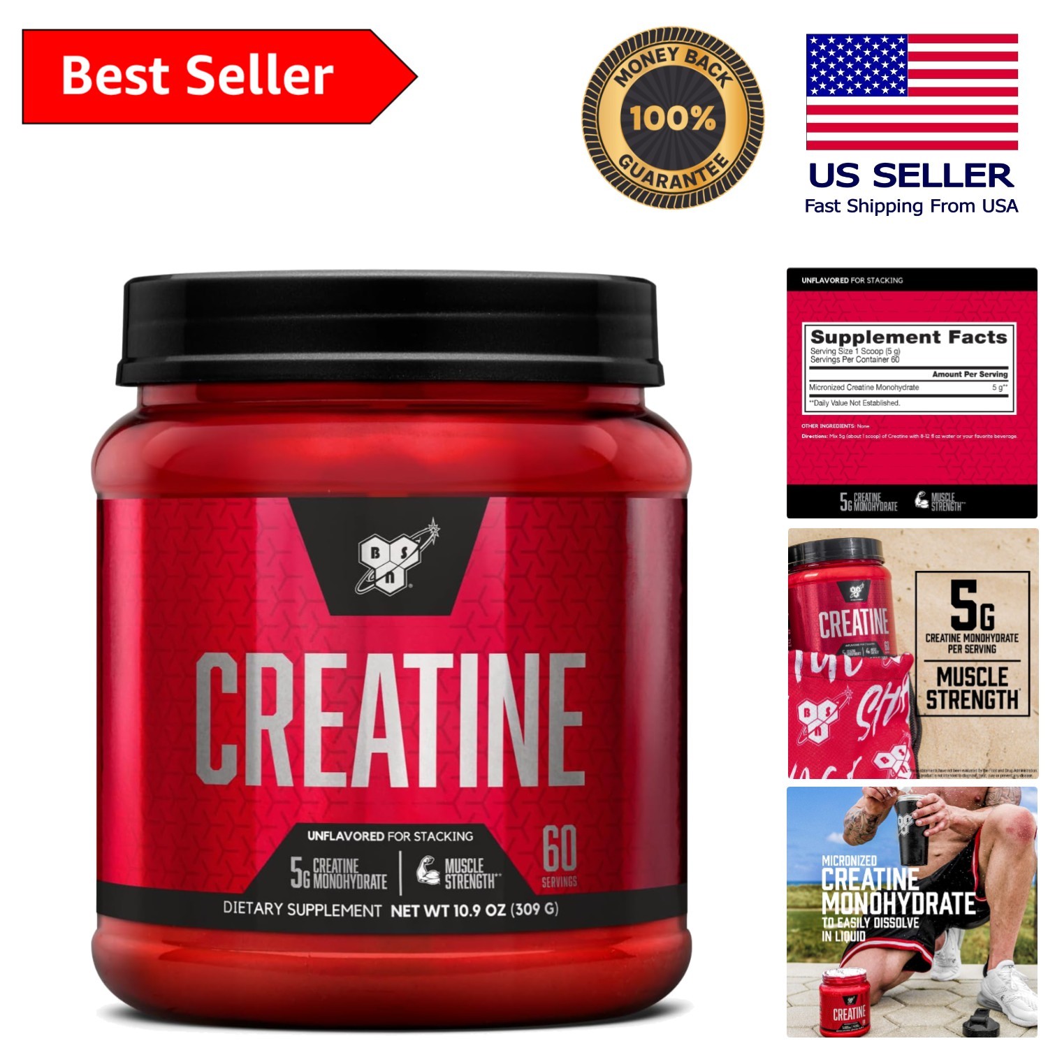Unflavored Micronized Creatine Powder – Boost Muscle Strength & Performance