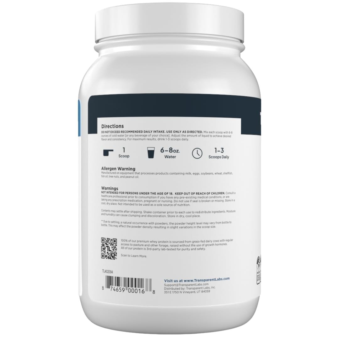 Transparent Labs Grass-Fed Whey Protein Isolate – Naturally Flavored, Gluten …
