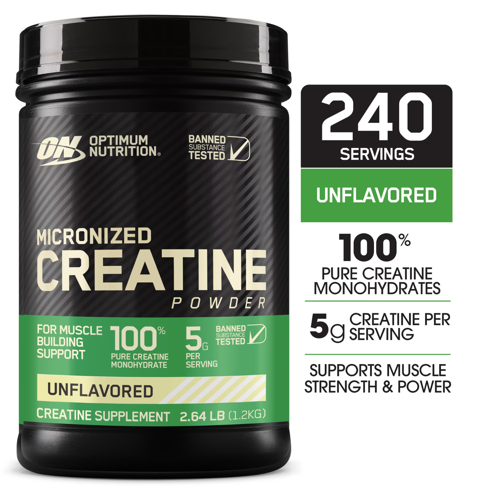 Optimum Nutrition Micronized Creatine Monohydrate Powder Unflavored 240 Servings