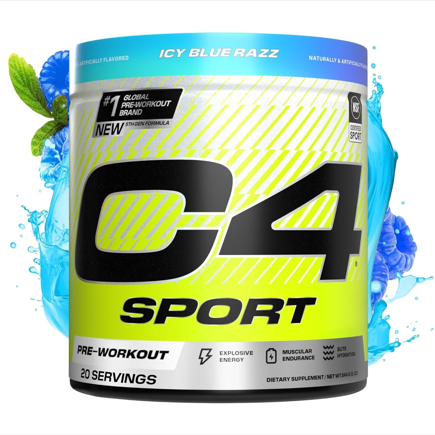 C4 Sport Pre Workout Powder – NSF Certified for Sport – Elite Hydration – Electr