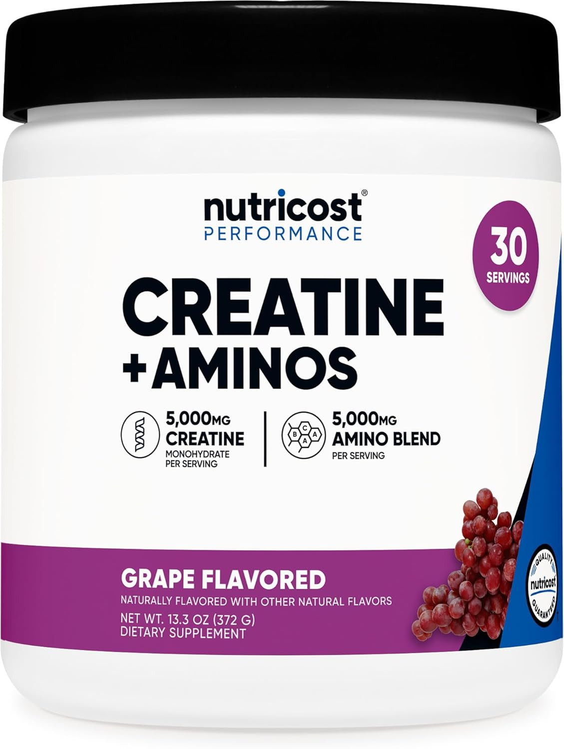 Creatine + Aminos 30 Servings (Grape Flavored) – 5,000Mg Creatine Monohydrate +