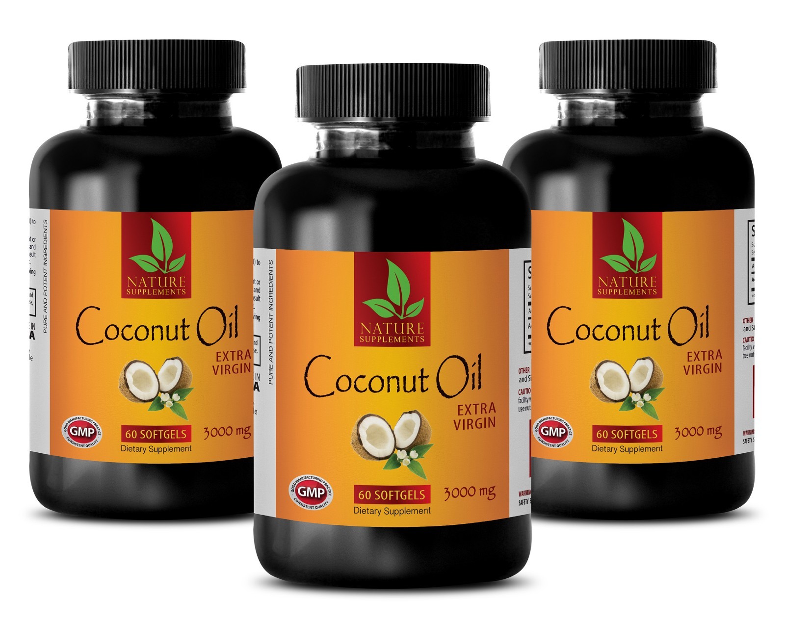 Weight Loss Pills – Organic Coconut Oil – Healthy Hair – 3 Bottles