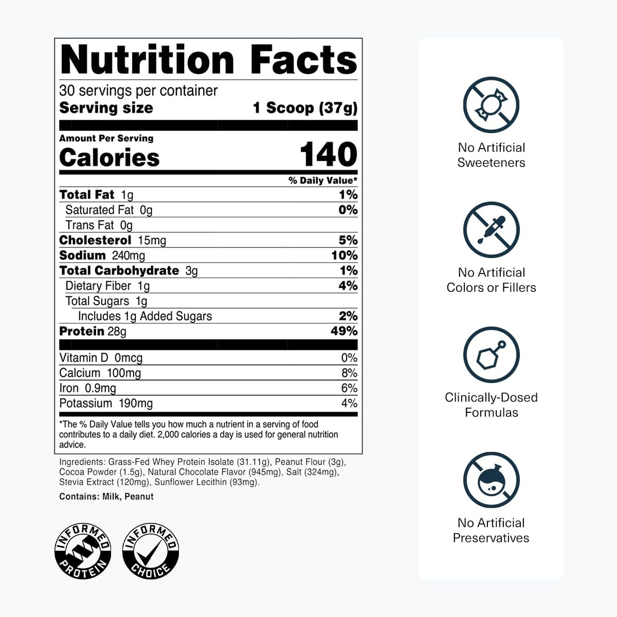 Transparent Labs GrassFed Whey Protein Isolate Naturally Flavored, Gluten Fr…