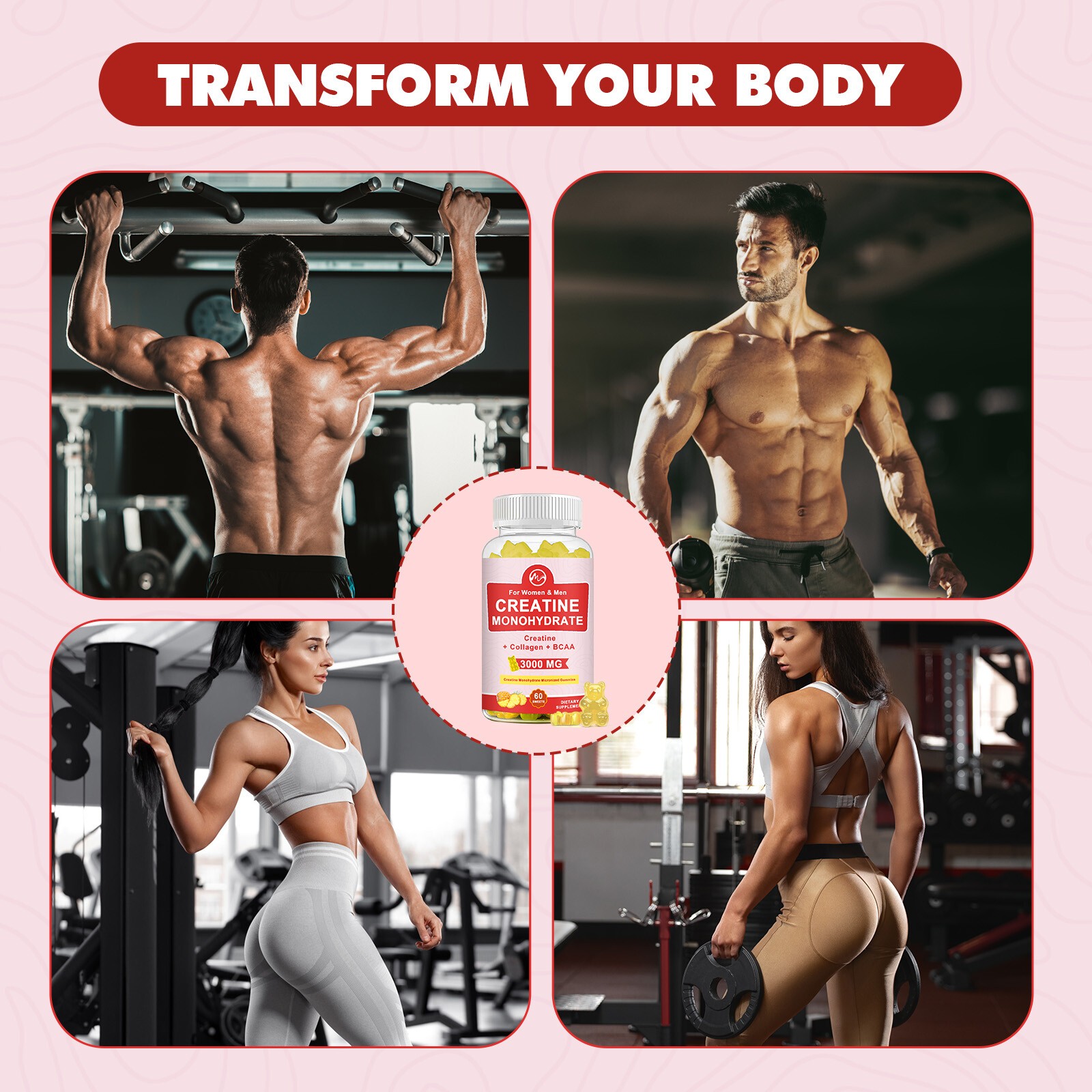 Creatine Monohydrate Gummies – Increase Strength and Build Muscle 60 Capsules