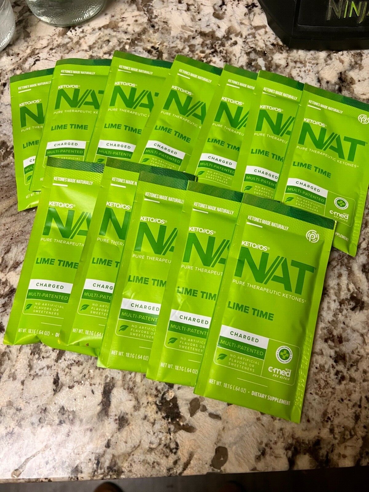 12 Packets Pruvit Keytones Lime Time Charged 