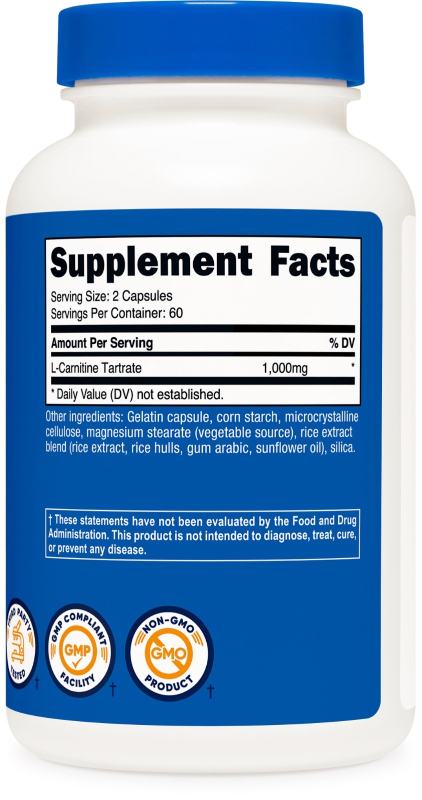 Nutricost L-Carnitine Tartrate 500mg, 120 Capsules – 1000mg Per Serving