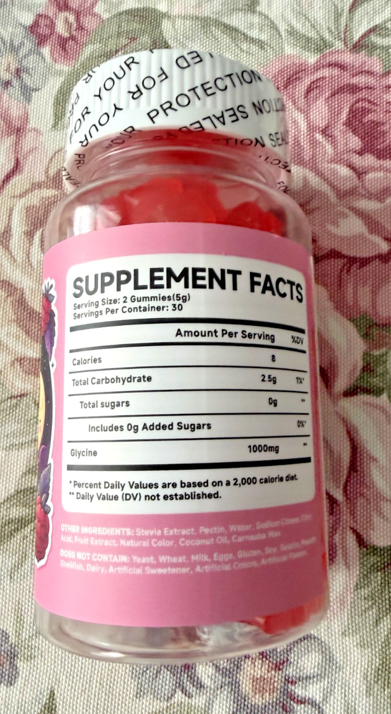 Glycine Gummies 1000mg, Glycine Supplement for Relaxation and Nerve Support