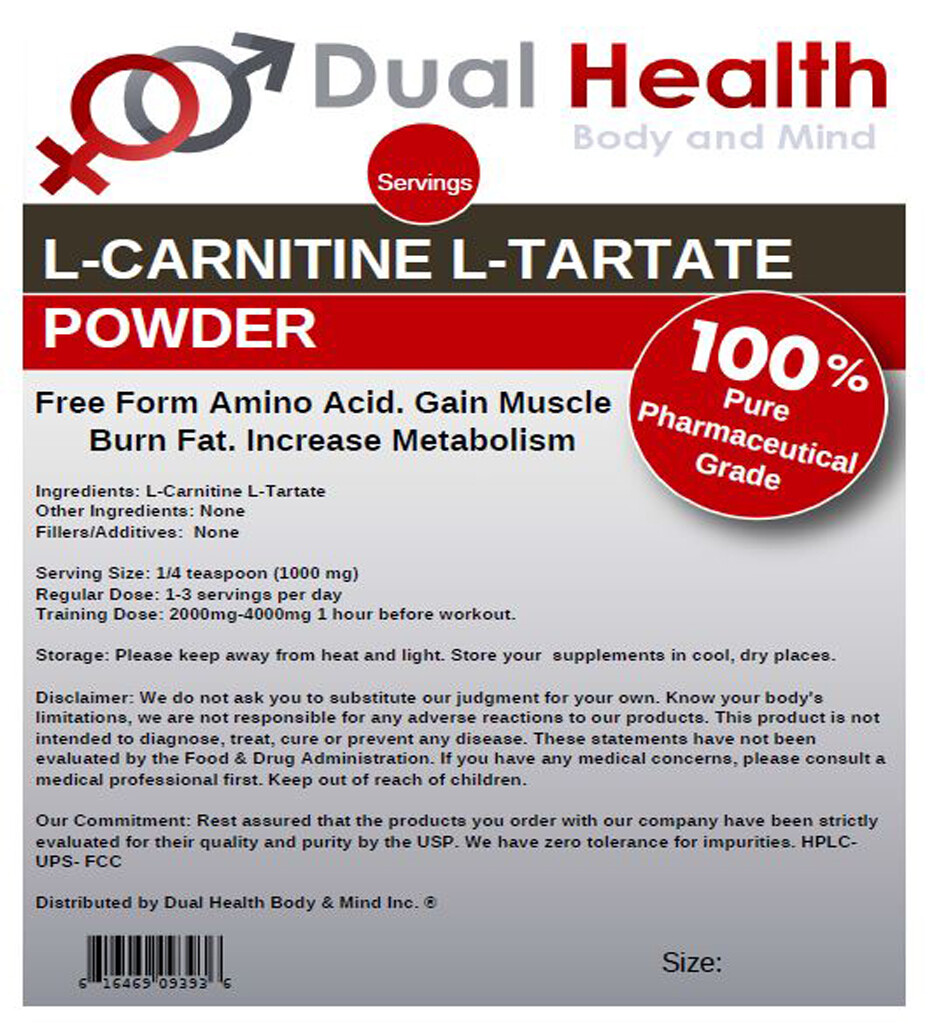 L-CARNITINE 250g (8.8oz) Tartrate Powder Diet Weight Loss Memory Muscle Recovery