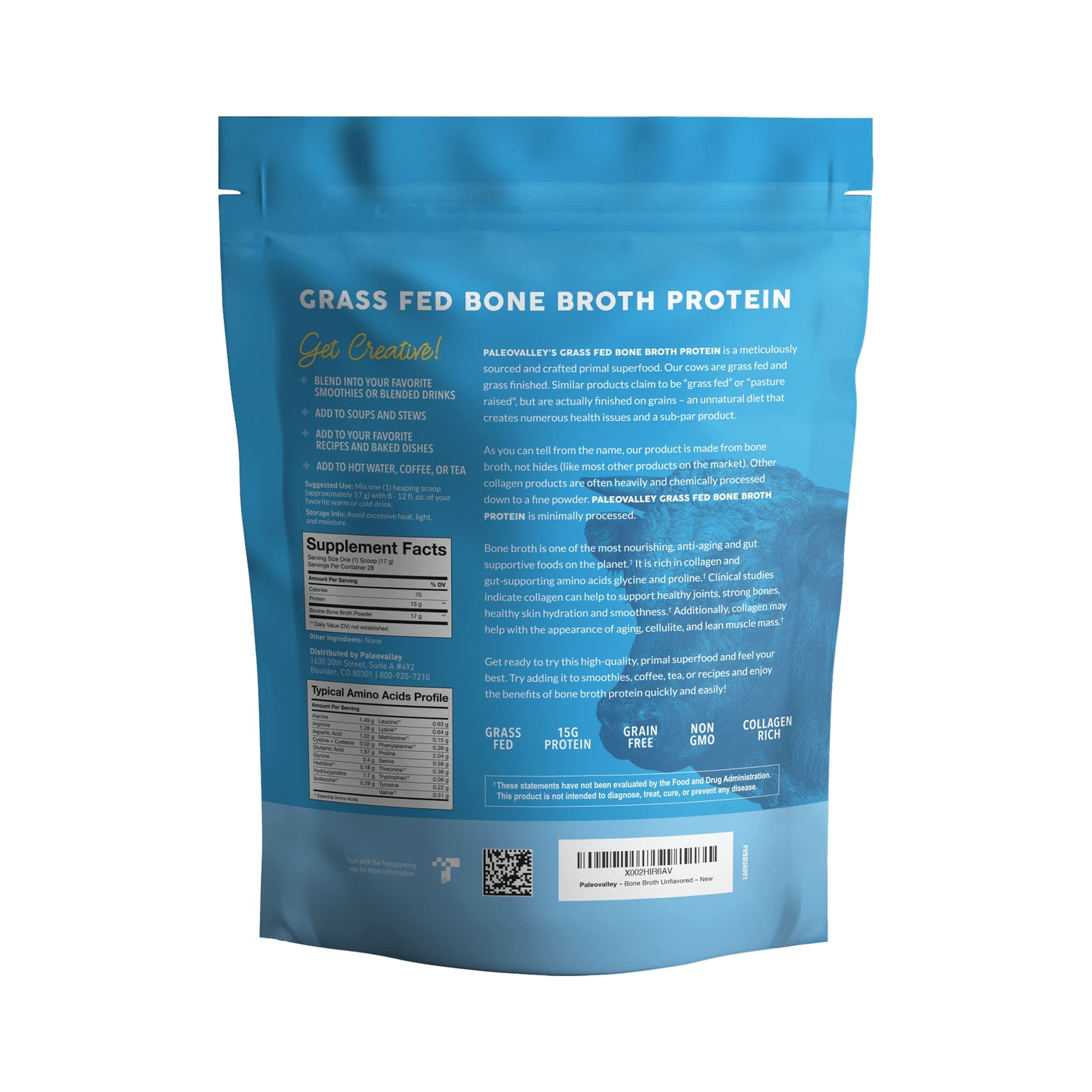 Paleovalley 100% Grass Fed Beef Bone Broth Protein Powder – Rich in Collagen …