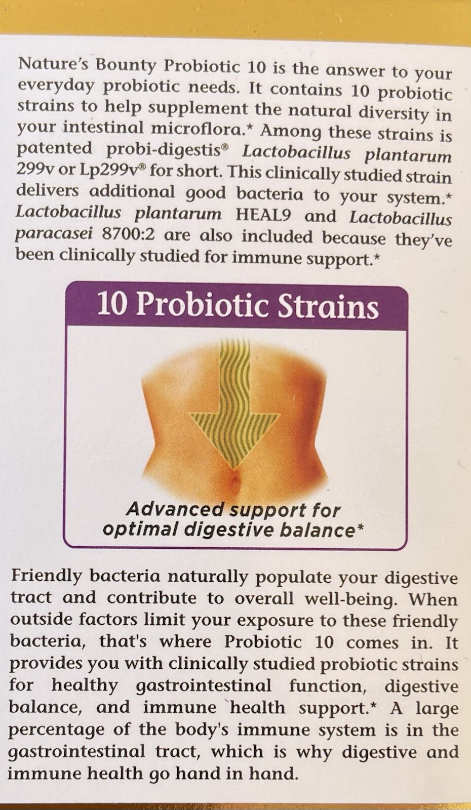 Natures Bounty Ultra Strength Probiotic 10. 70 Capsules. EXP: 10/25