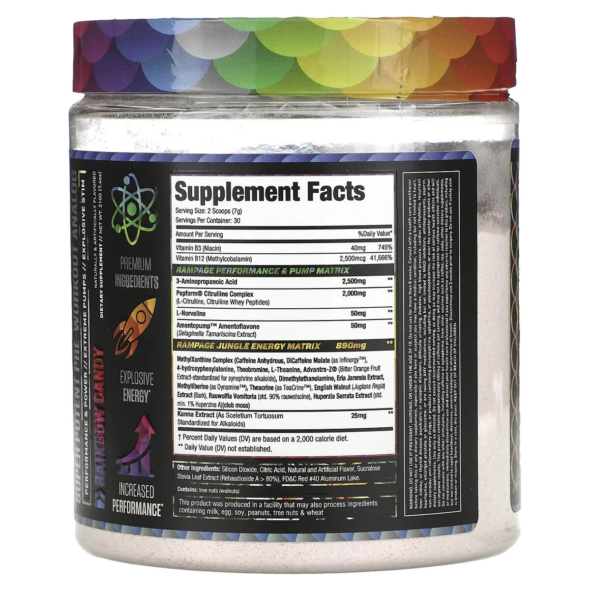 Rhino Rampage, Super Potent Pre-Workout Analog RAINBOW CANDY , 7.4