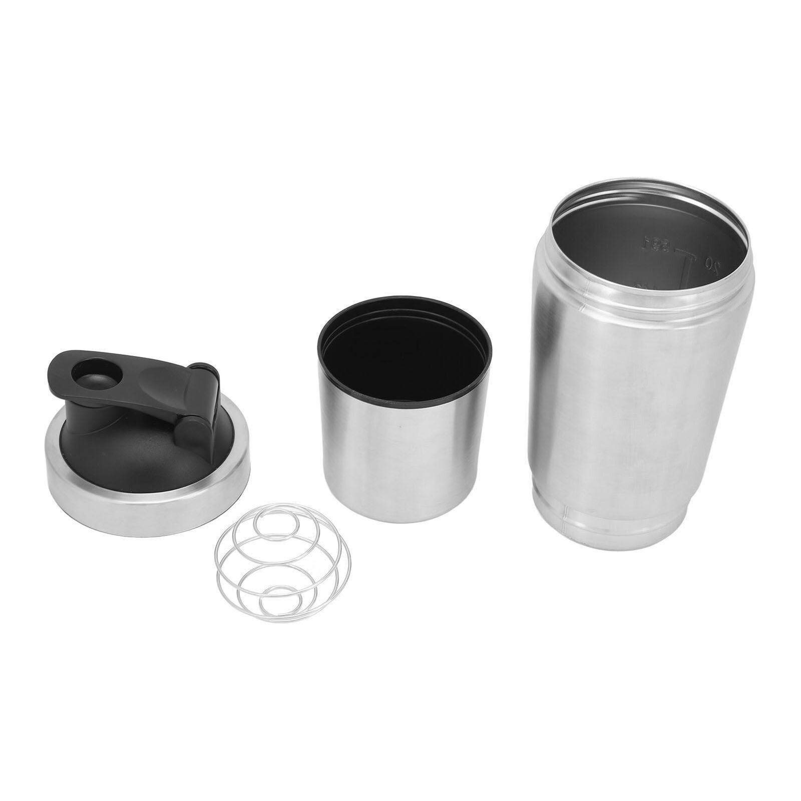 Protein Shaker Bottle with Scale Portable Stainless Steel Double Section Shaker