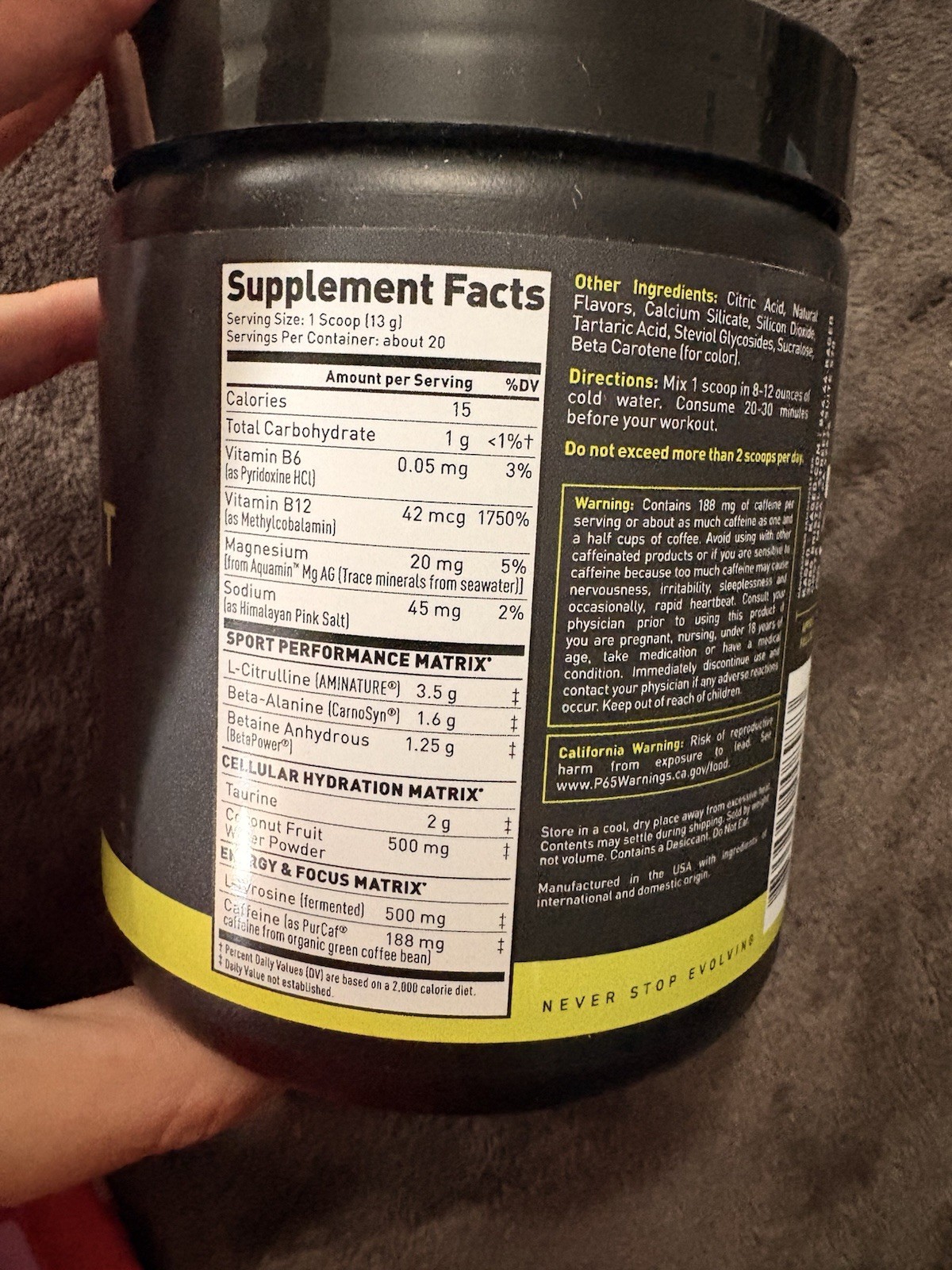 Kaged Pre-Workout Sport Powder Mango Lime 20 Servings 260g Vegan Non-GMO