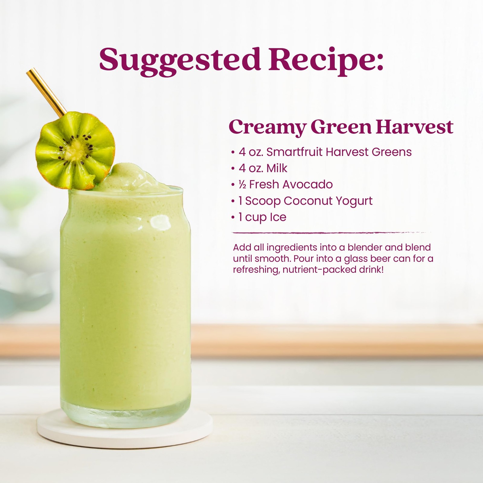 Smartfruit Harvest Greens + Detox, 100% Real Fruit Purée, Non-GMO, No Additives,