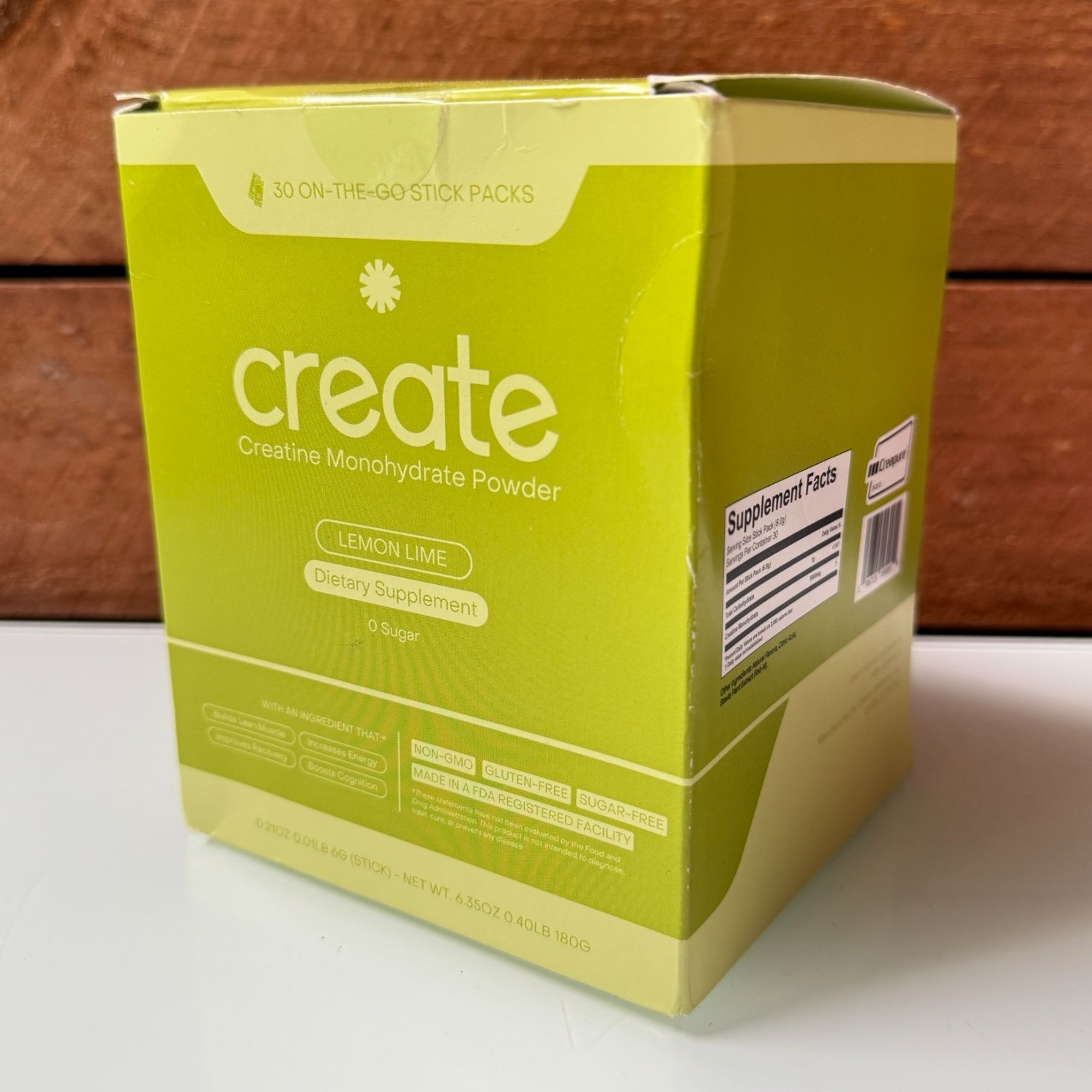 Create Creatine Monohydrate Powder Lemon Lime 30 Stick Packs 180g Supplement