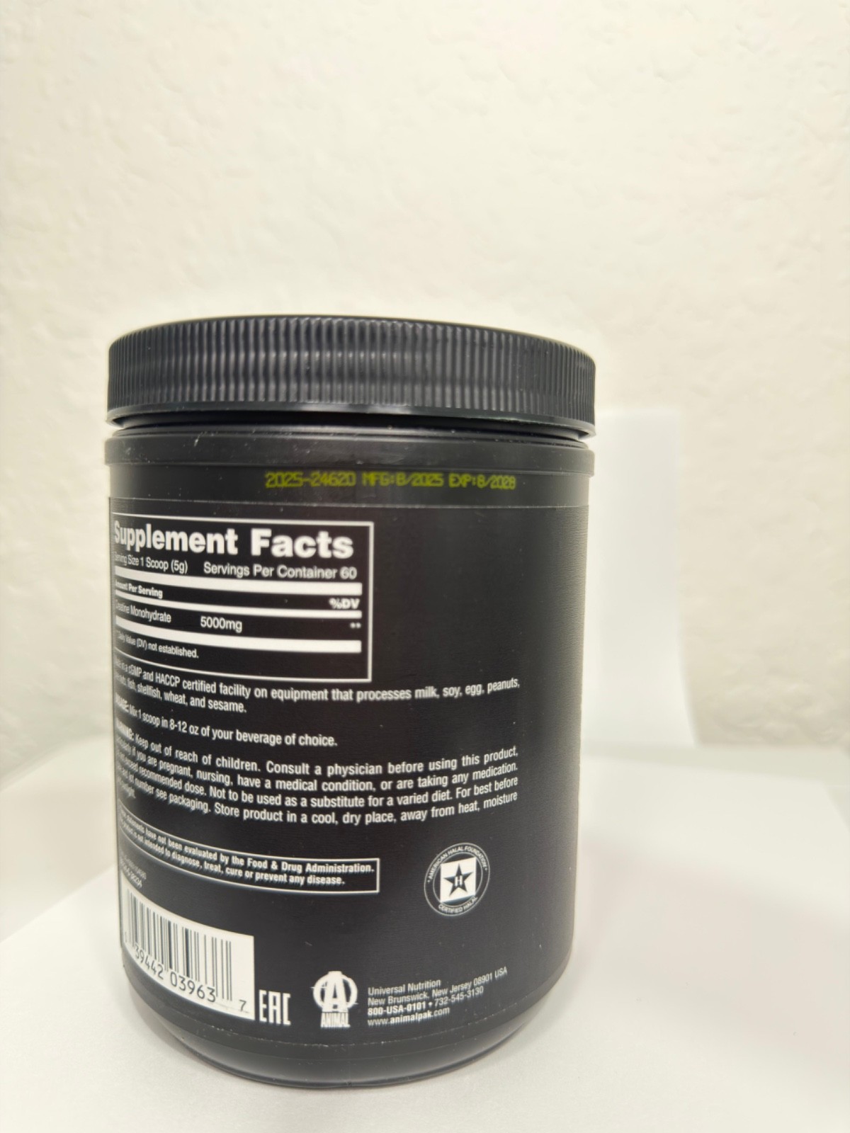 UNIVERSAL NUTRITION ANIMAL 100% PURE CREATINE MONOHYDRATE 300GR 60 SERV
