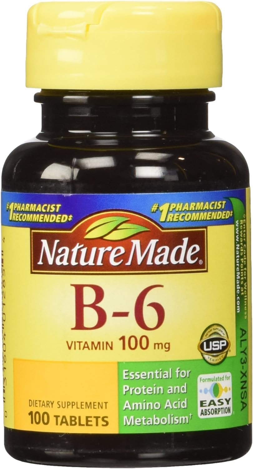 Nature Made Vitamin B-6 100mg Tablets 100-Count (Pack of 2) Energy Metabolism