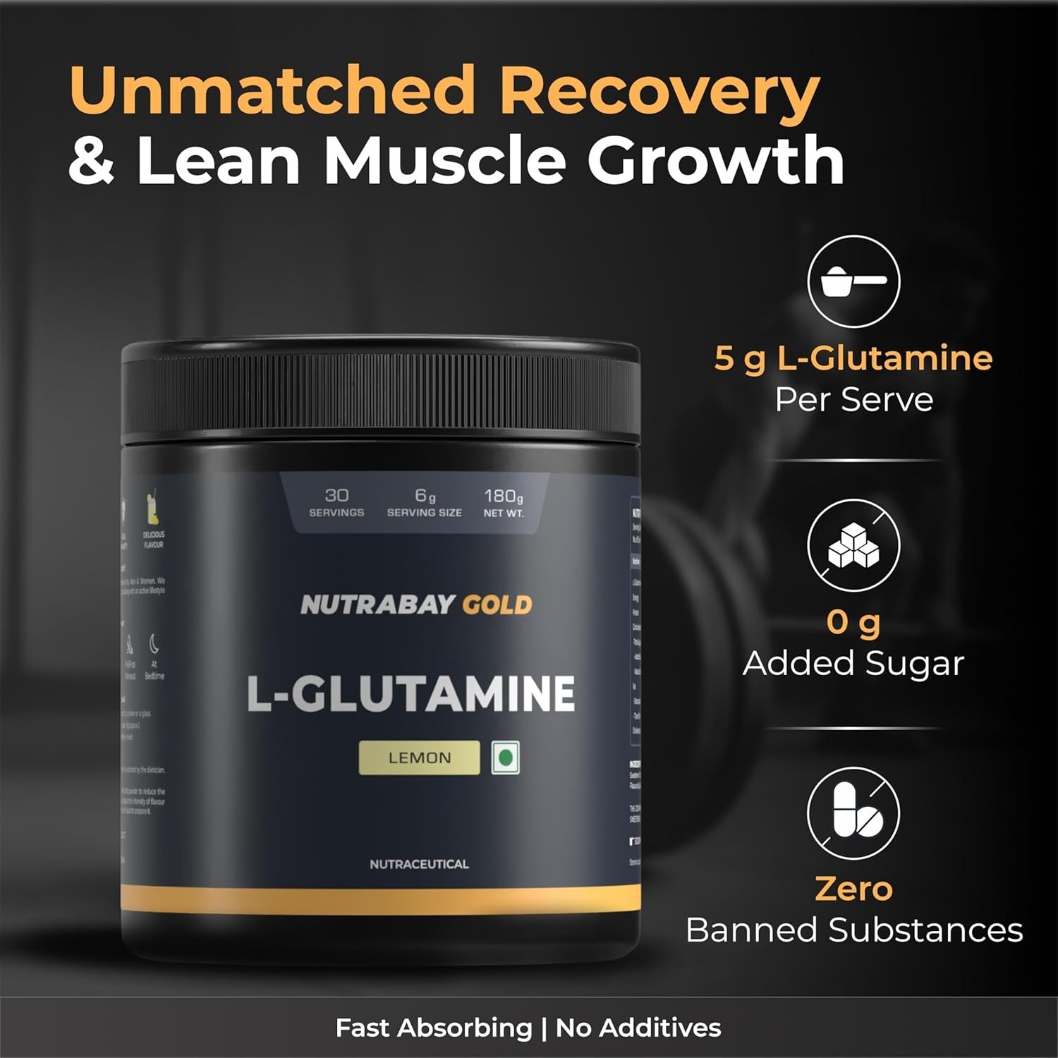 L-Glutamine Powder – Post Workout Amino Acid for Muscle Growth & Recovery