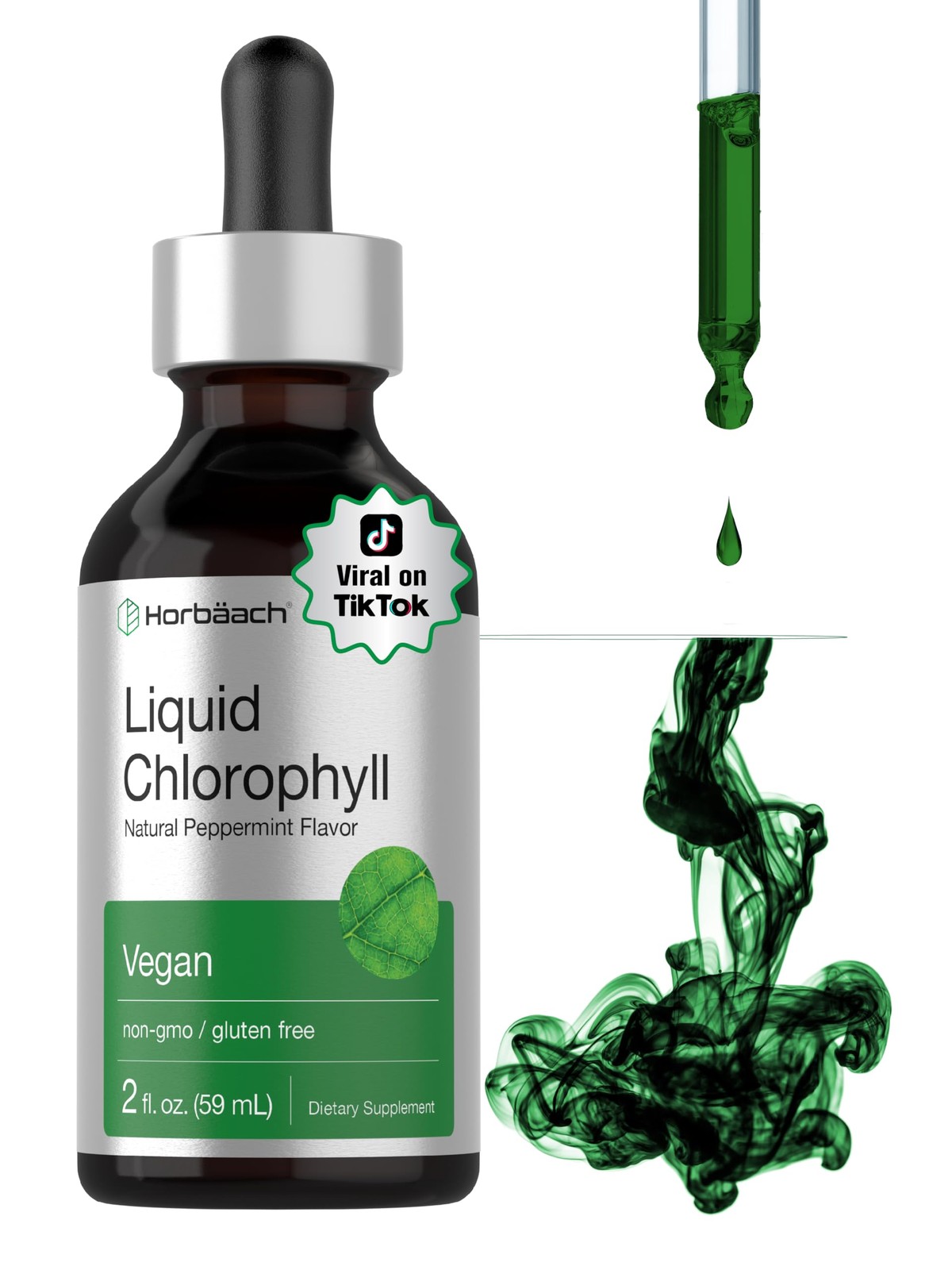 Horbäach Liquid Chlorophyll Drops | 2 oz | Vegan, 2 Ounce (Pack of 1)