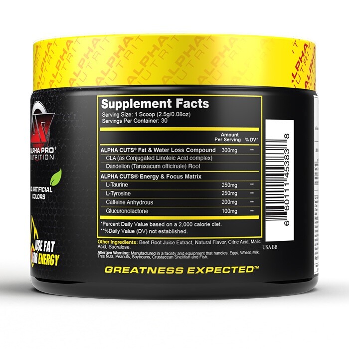 Fat Burner Weight Loss Alpha Cuts Powder Appetite Suppressant Cardio Enhancer