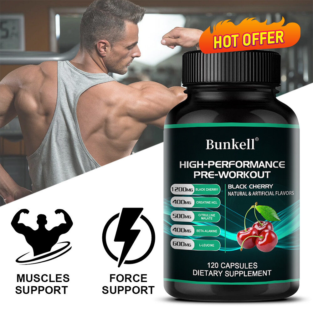 Creatine Monohydrate with Black cherry-Muscle Growth-Strength,30/60/120Capsules