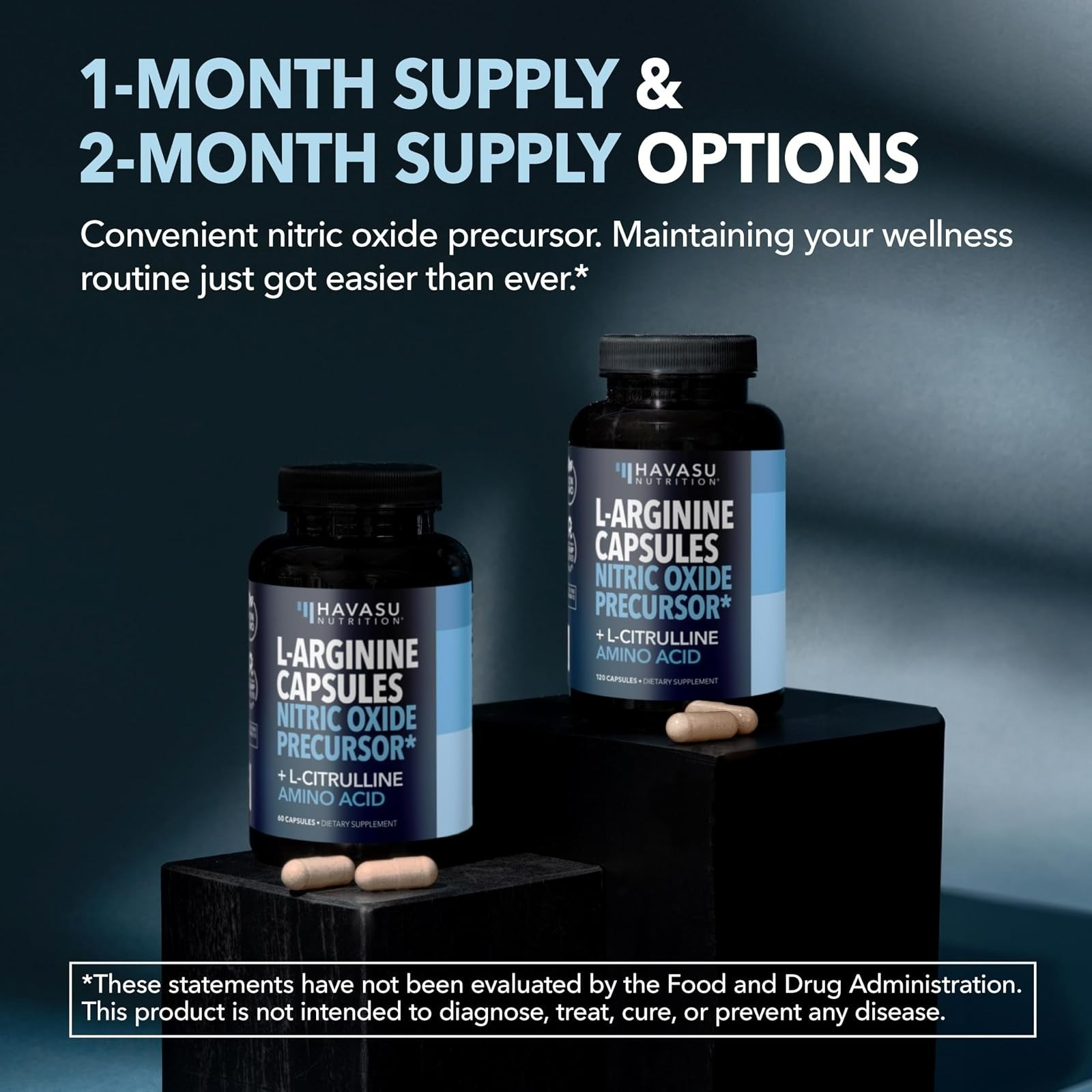 L-Arginine and L-Citrulline Capsules for Men, Nitric Oxide Support, 60 Count