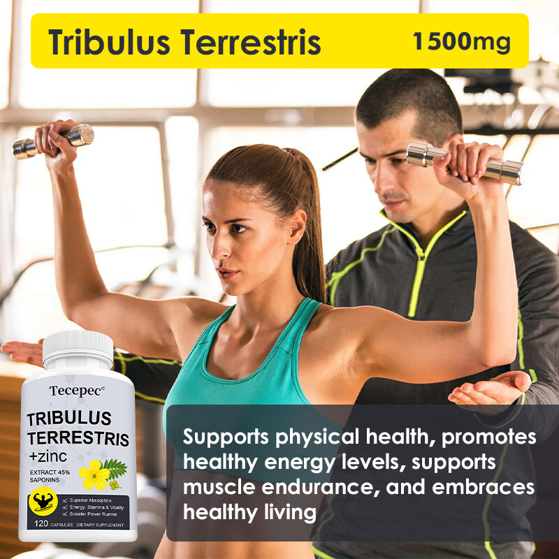 Tribulus Terrestris 1500mg per serving Minimum 45% Saponins Extract with Zinc