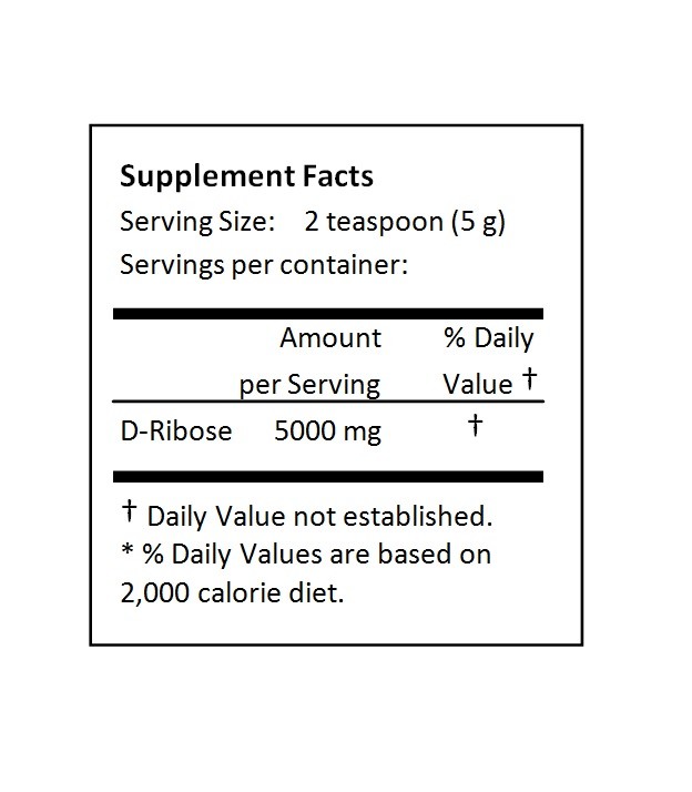 NuSci 100% Pure D-Ribose powder (2.2 lb) 1000g energy
