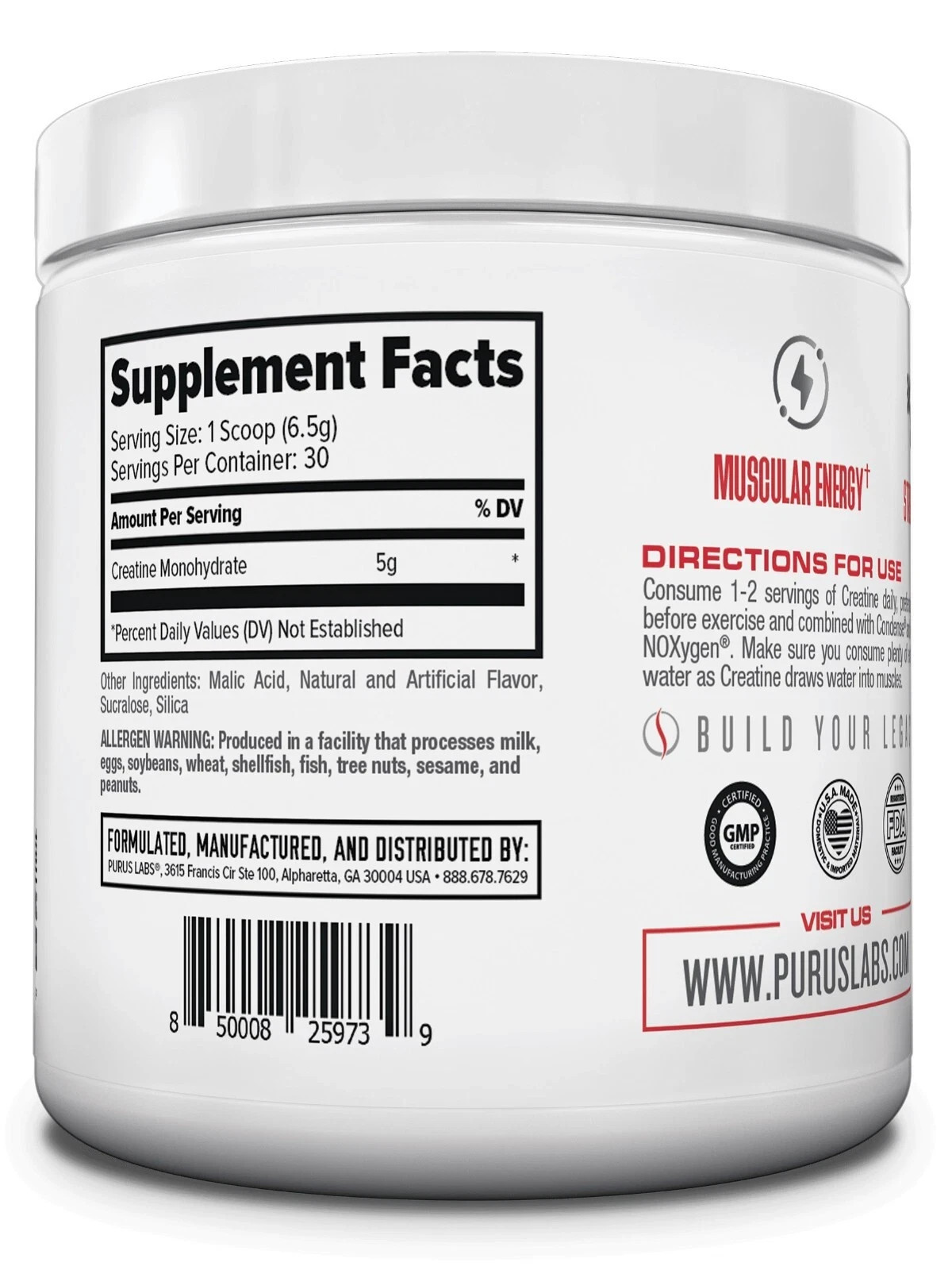Purus Labs Peach Rings Creatine Monohydrate – Boost Muscle, Power Strength 30srv