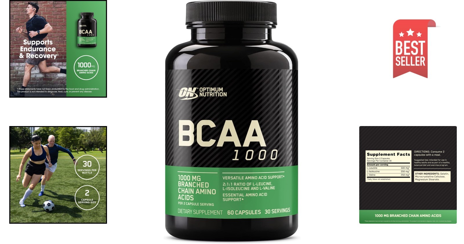 BCAA Essential Amino Acids Capsules, 1000mg, 60 Count – Perfect for Keto Diet