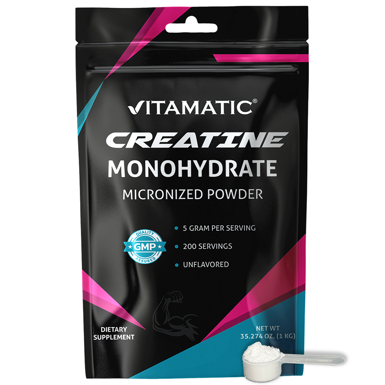 Vitamatic Creatine Monohydrate Powder – 5000 mg Per Serving, 1 kg