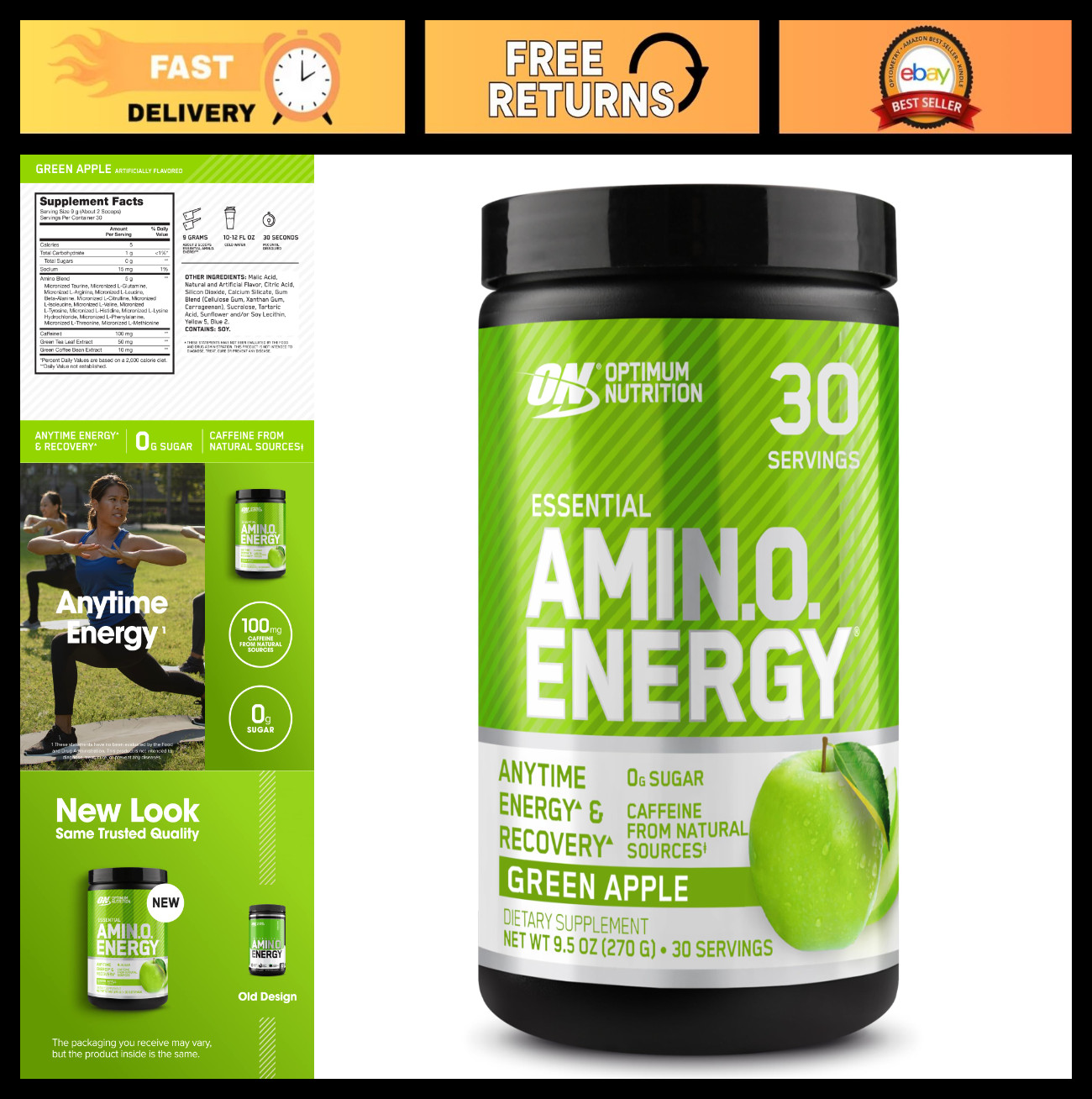 Amino Energy Pre Workout Powder – BCAA, Keto Friendly, Green Tea & Coffee Extrac