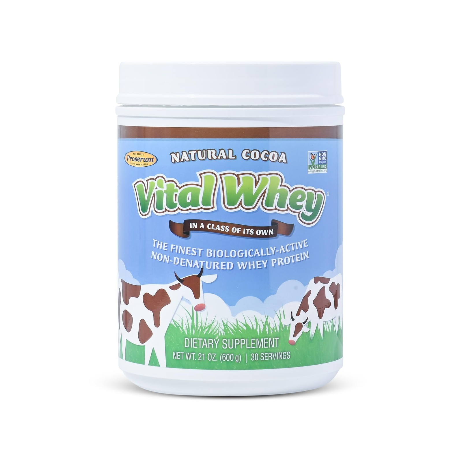 Grass-Fed Whey Protein Powder for Immune Vitality, Natural Cocoa 600g (30 Ser…
