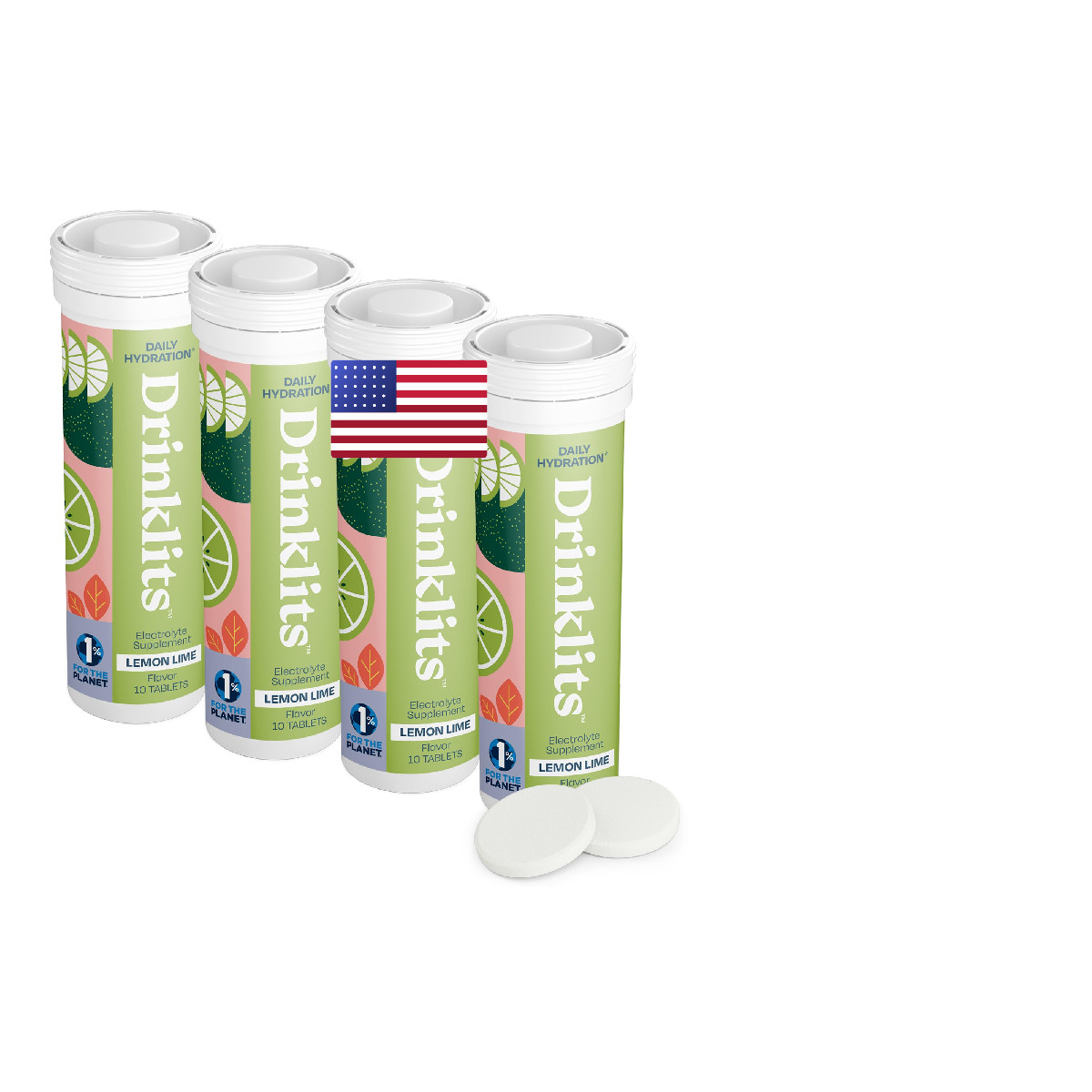 Drinklits Lemon-Lime Daily Electrolyte Hydration Tablets 4 Tube Sports 0G 40 –