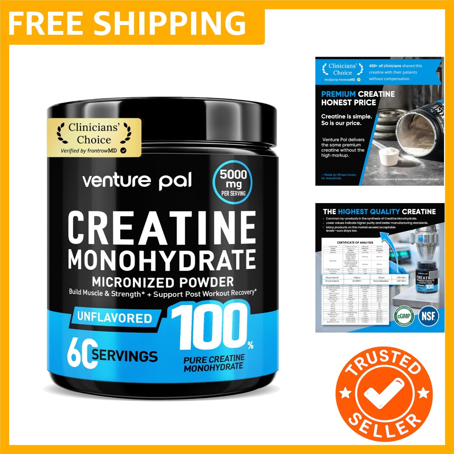 100% Pure Micronized Creatine Monohydrate Powder, Unflavored Creatine for Wom…