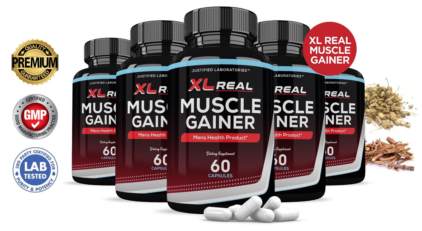 XL Real Muscle Gainer Men’s Health Supplement 1484mg 300 Capsules