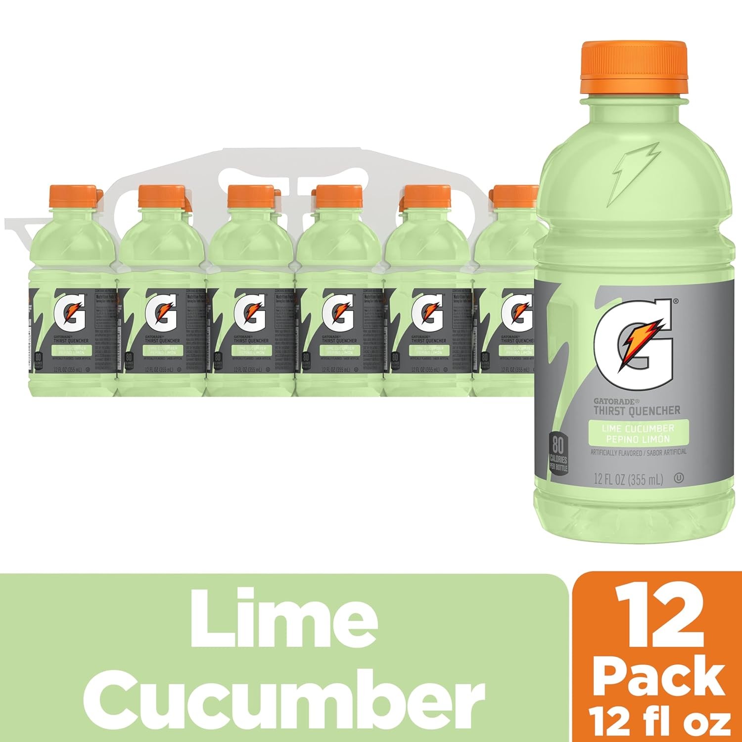 Gatorade Thrist Quencher, Lime Cucumber, 12 Fl Oz (Pack 12 of 12)