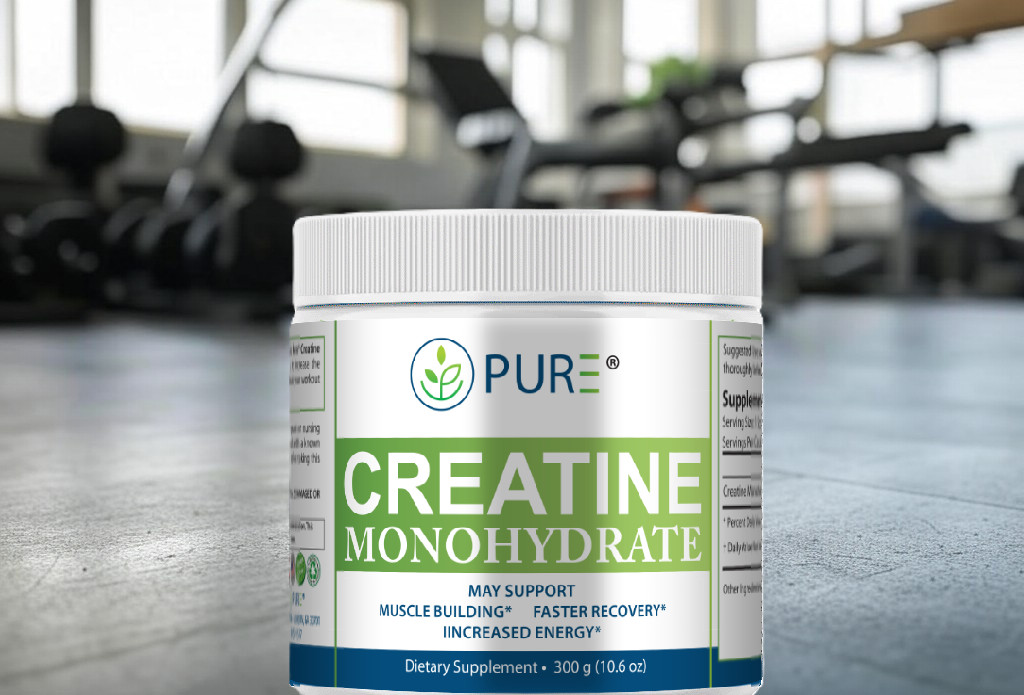PURE Creatine Monohydrate Nootropic, Muscle Building, Faster Recovery (60 serv.)
