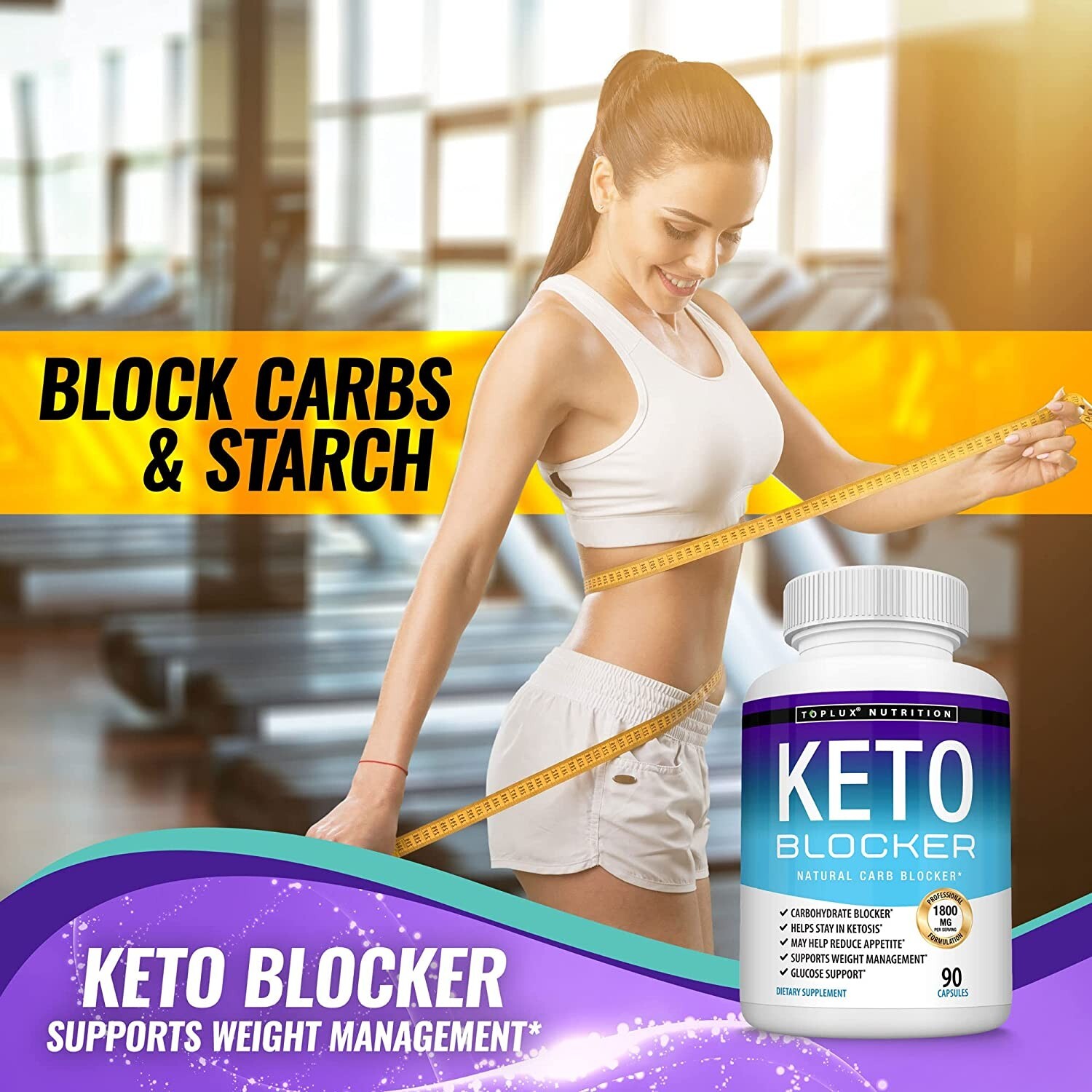 Keto Blocker Diet Pill 1800 MG Weight Loss Ketogenic Fat Burner & Carb Blocker