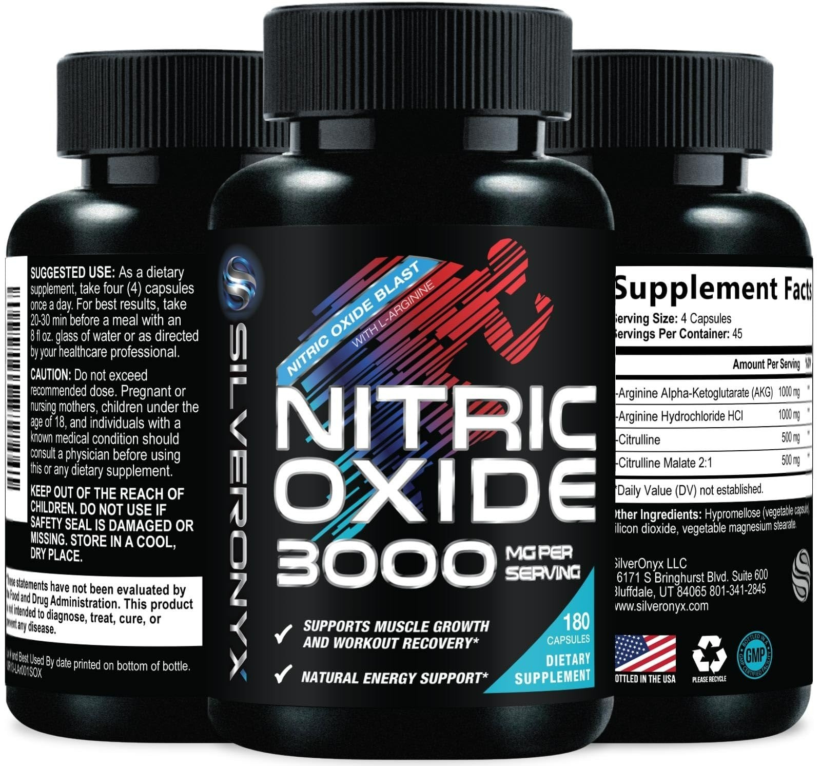 Extra Strength Nitric Oxide Booster – L-Arginine & Citrulline – 240 Capsules