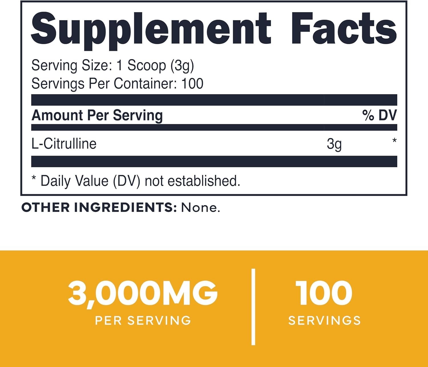 High-Quality L-Citrulline Base Powder – 3,000mg, Gluten-Free, 100 Servings