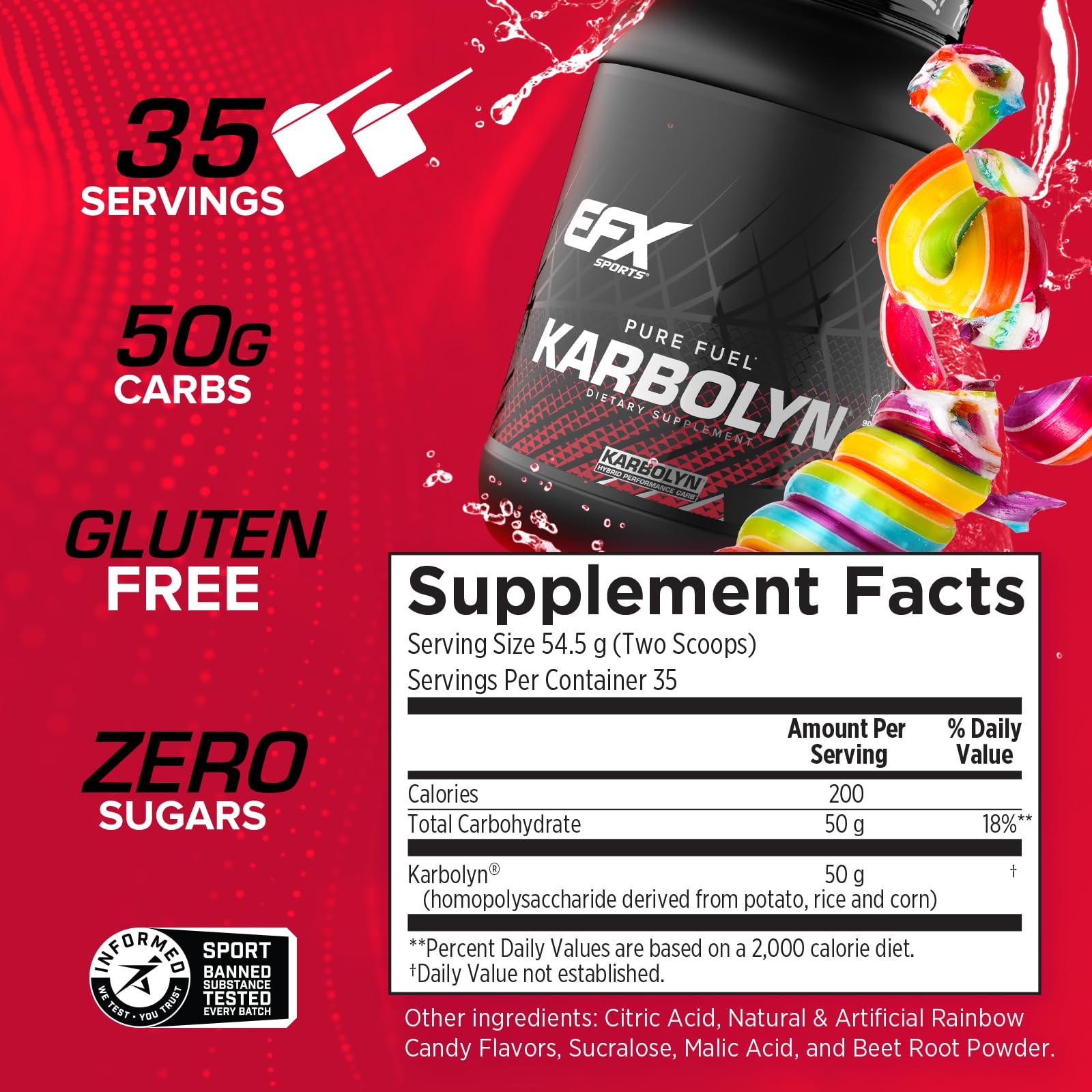 EFX Sports Karbolyn Fuel | FastAbsorbing Carbohydrate Powder | Carb Load, Sus…