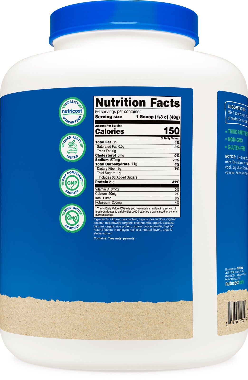 Nutricost Organic Vegan Protein Peanut Butter Chocolate (5 LB)
