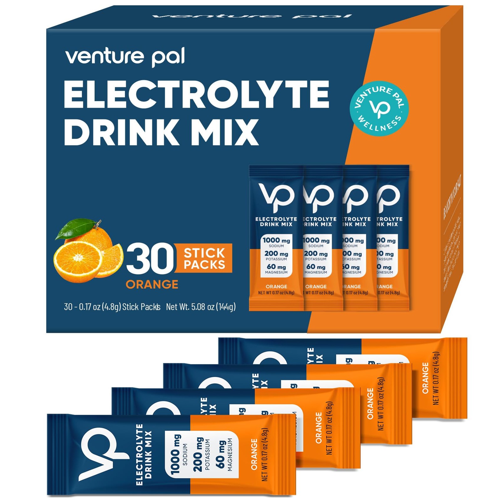 Venture Pal High Sodium Sugar-Free Electrolytes Powder Packets – Hydration Stick